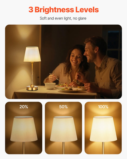 Cordless Table Lamp Set of 2 Rechargeable LED Bedside Lights