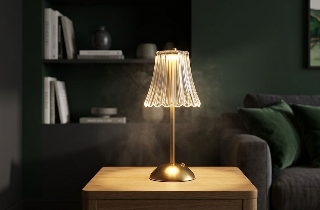 Crystal LED Table Lamp USB Rechargeable Bedside Light for Bedroom Decor