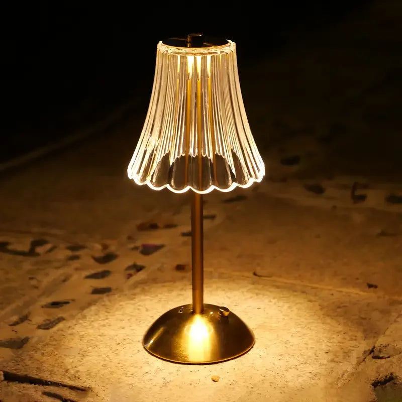 Crystal LED Table Lamp USB Rechargeable Bedside Light for Bedroom Decor