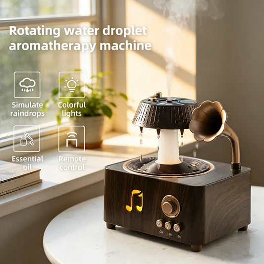 Gramophone Style Aroma Diffuser 250ml Humidifier with LED Light