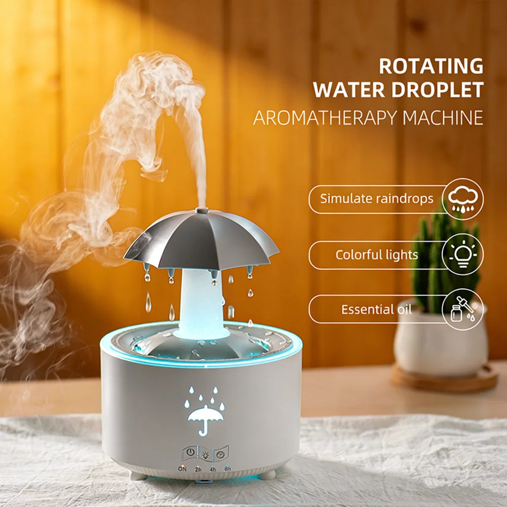 Raindrop Humidifier Ultrasonic Mist Diffuser with LED Night Light