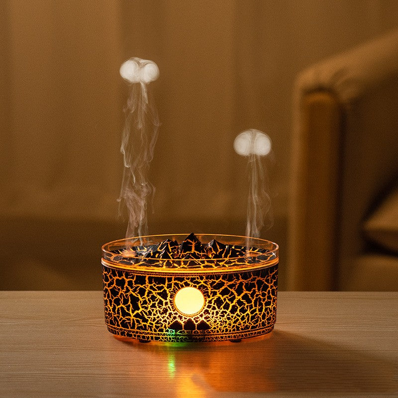 Decorative lantern with intricate design and glowing center on a wooden surface.